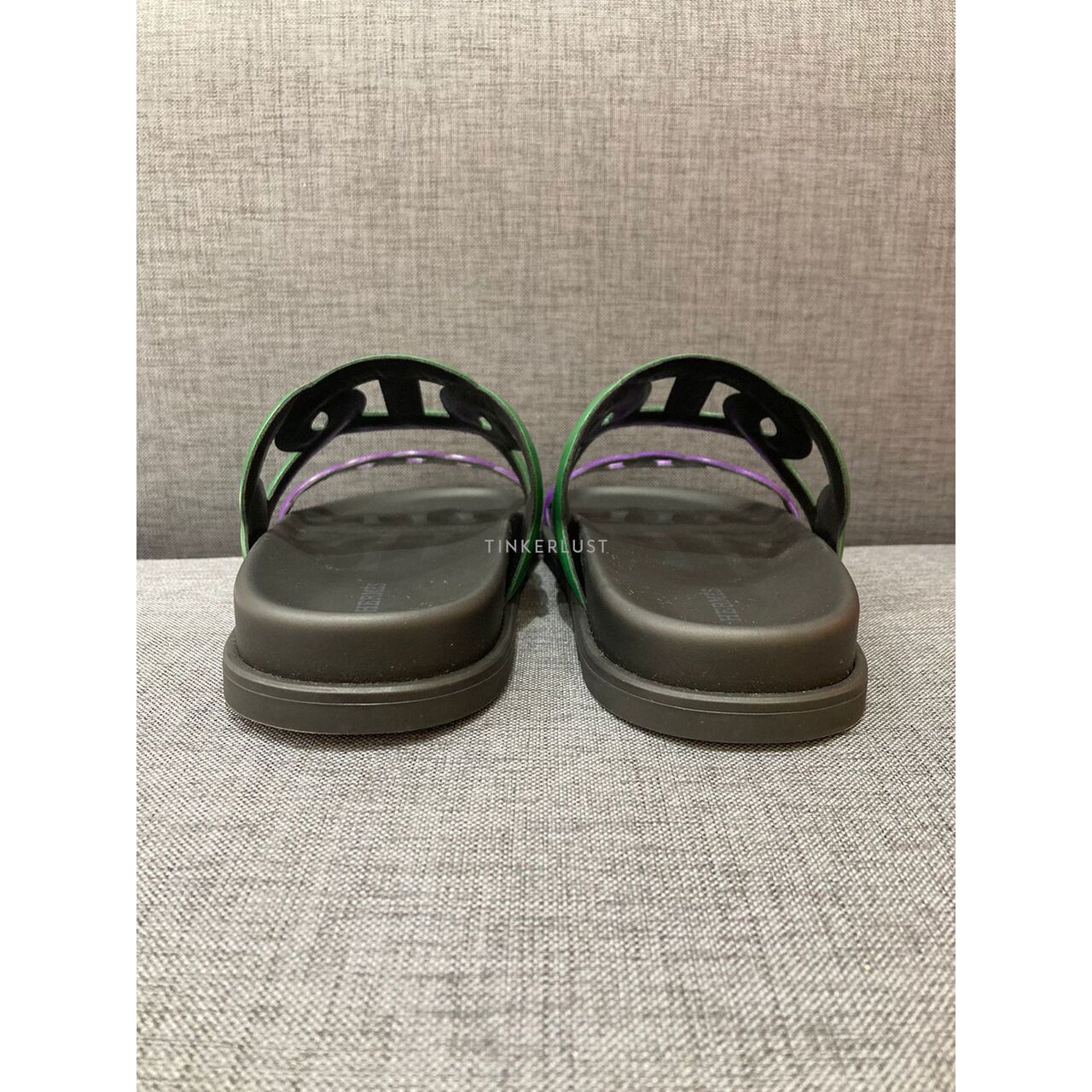sepatu sandals Hermes Extra Vert Electrique / Violet Sandals